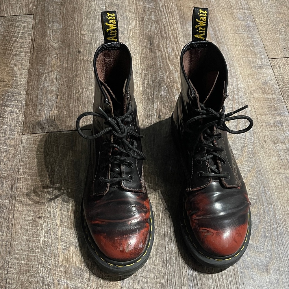 Dr. Martens Originals Cherry Arcadia Patent Leather Lace Up Boots - Picture 2 of 10